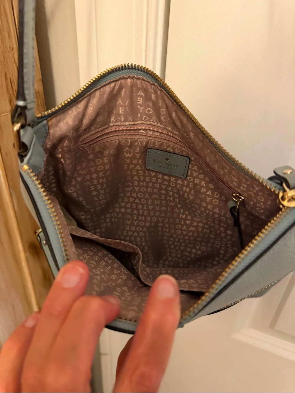 kate spade light Sea foam green leather crossbody bag